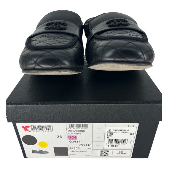 Chanel 2019 Lambskin Quilted Elastic CC Moccasin Loafers - Picture 11 of 16